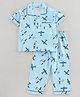 Fido Half Sleeves Night Suit Airplanes Print - Blue