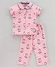 Fido Half Sleeves Night Suit Tulips Print - Pink