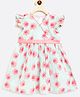 Campana Cap Sleeves Ruby Crossover Flower Print Dress- Sky Blue Pink