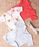 Mi Arcus Baby Girl Cotton Half Sleeves Floral & Leaves Printed Vest Pack of 3 Red & Blue