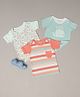 Mi Arcus  Cotton Half Sleeves Striped & Whale Printed Tee Tee Pack of 3 Blue & Pink