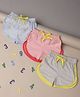Mi Arcus Baby Girl Cotton Solid & Leaves Printed Shorts Pack of 3 Multi Colour