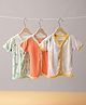 Mi Arcus  Cotton Half Sleeves Solid & Dino Print Vests Pack of 3 Off White & Orange