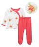 Mi Arcus Baby Girl Cotton Full Sleeves Floral Print Tee & Footie Bottom Red