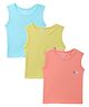 Mi Arcus  Cotton Sleeveless Solid Color Vests Pack of 3 Green Yellow & Peach