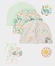 Mi Arcus  Cotton Dinosaur Printed Cap & Mitten Set Pack of 3 Multi Colour- Diameter 41 Cms