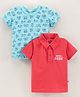 Bodycare Half Sleeves T-Shirts Multi Print Pack Of 2 - Red Blue