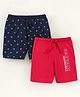 Bodycare Cotton Lycra Shorts Printed Pack of 2- Red Blue