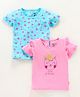 Bodycare Half Sleeves Top Cat Print Pack of 2 - Blue Red