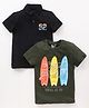 Proteens - Bodycare Half Sleeves T-Shirts Surfing Print Pack of 2 - Black Olive