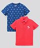 Proteens - Bodycare Half Sleeves T-Shirts Palm Trees Print & Embroidery Pack Of 2 - Red Blue