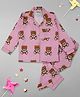 Pyjama Party Full Sleeves Teddy Print Kids Cotton Pyjama Set - Pink