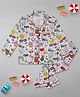 Pyjama Party Full Sleeves Party Print Cotton Rayon Pyjama Set - White