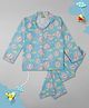 Pyjama Party Full Sleeves Hot Air Balloon Print Kids Cotton Rayon Pyjama Set - Light Blue