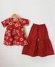 Woonie Half Sleeves Floral & Motif Print Angrakha Style Kurta & Sharara Set - Maroon
