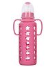 DOMENICO Ultrasoft Nipple Glass Feeding Bottle with Handle Blue - 240 ml