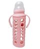 DOMENICO Ultrasoft Nipple Glass Feeding Bottle with Handle Pink - 240 ml