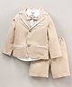 ToffyHouse Full Sleeves Solid Shirt and Pants Set with Coat - Khaki Brown