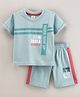 ToffyHouse Half Sleeves T-Shirt & Shorts Set Text Print - Teal