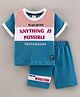 ToffyHouse Half Sleeves T-Shirt & Shorts Set Anything Is Possible Print - Blue