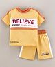 ToffyHouse Half Sleeves T-Shirt & Shorts Set Believe Strongly & Watch It Happen Print - Yellow