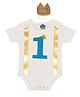 TINY MINY MEE Half Sleeves One Glitter Finish Print And Foil Panel Bodysuit With Glitter Finish Crown - White