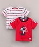 ToffyHouse Half Sleeves T-Shirt Anchor & Boat Print Pack of 2 - Red Grey