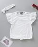 Little Kangaroos Party Wear Flared Sleeves Hakoba Top With Slip & Headband - Pink