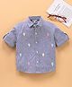 ToffyHouse Full Sleeves Cotton Striped Shirt with Embroidery - Blue