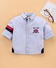 ToffyHouse Full Sleeves Cotton Shirt With Printed Border - Blue