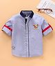 ToffyHouse Full Sleeves Cotton Yatching Embroidered Shirt - Blue