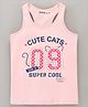 Doreme Sleeveless Cotton Top Placement Print- Pink