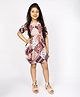 Peppermint Half Sleeves Motif Print Dress - Brown