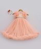 Fashion Totz Sleeveless Frill Detail Sleeves Gown With Hair Band- Peach