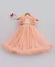 Fashion Totz Sleeveless Frill Detail Sleeves Gown With Hair Band- Peach