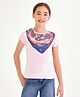 Primo Gino Half Sleeves Cotton Top Placement Print- Pink