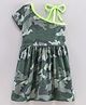 CrayonFlakes Half Sleeve & Single Tie Up Strap Camouflage Printed Dress - Green