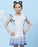 BIBA Short Sleeves Floral Print Flared Short Dress - White