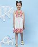 BIBA Sleeveless Floral Print Flared Short Dress - White