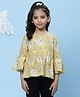 BIBA  Three Fourth Sleeves Floral Printed A Line Top - Yellow