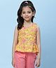 BIBA  Sleeveless Floral Print A Line Top - Yellow