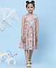 BIBA Sleeveless Floral Print A Line Dress - Peach