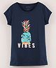 Lazy Bones Half Sleeves Top Text Print - Blue