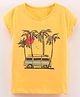 Lazy Bones Half Sleeves Top Palm Trees Print - Yellow