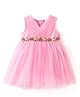 Babyhug Sleeveless Party Wear Frock With Soft Net and Corsages at Waist Line - Pink