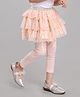 Babyhug Knee Length Flared Skirt With Leggings Glitter Print - Peach