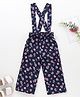 Babyhug Full Length Pant With Suspender Floral Print - Blue