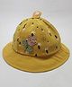 Kid-O-World Angel Applique And Floral Printed Hat - Yellow- 48 Cms