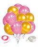 Zyozi Pink Gold Metallic Balloons With Glue Dot & Ribbon - Pack of 27