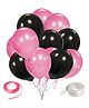 Zyozi 10 inch Pink & Black Birthday Party Balloons With Ribbon & Glue Dot - Pack of 27